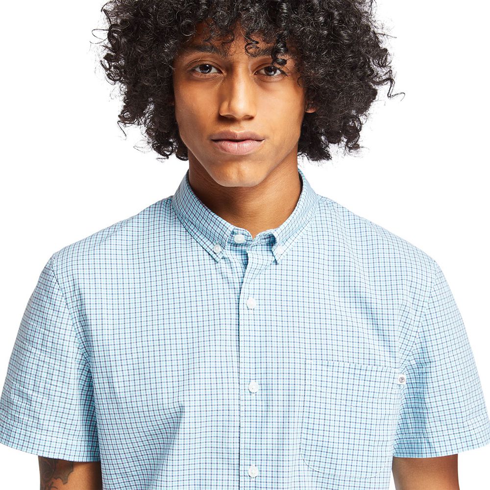 Timberland Mens Shirts Eastham River Slim Fit Gingham - Blue - India NC6238451